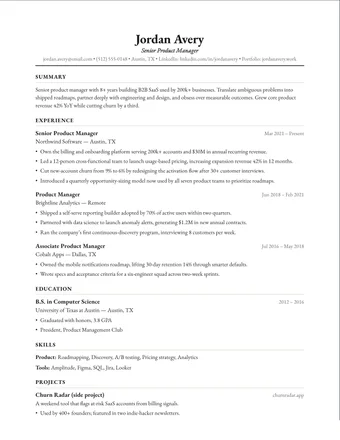 Minimal Serif resume template preview